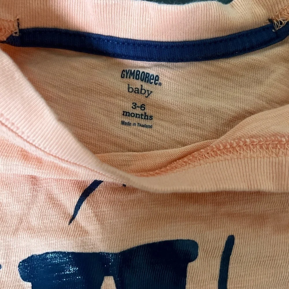 Gymboree 3-6 month baby light orange “Cool Kid Here” short sleeve onesie